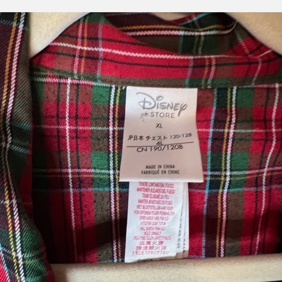 Disney Store Red Plaid Xmas Pajamas Set Mickey Mouse Fa La La La La Mens XL - Picture 5 of 6